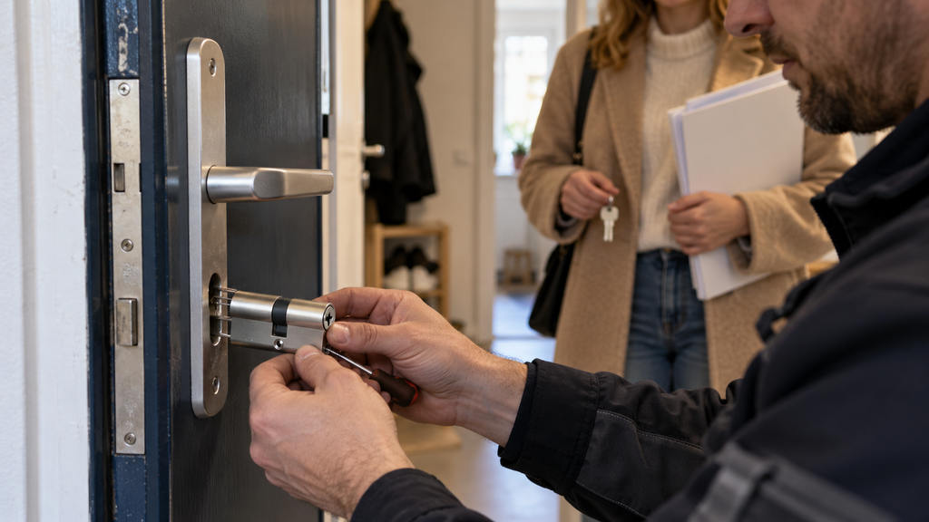 Medewerker van Alpha Slotenmaker vervangt slot in een huurwoning